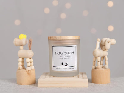 Pug Gifts & Decor, Dog Mom Gifts for Women, Dog Farts Candle, Pet Friendly Lavender Scented Candle