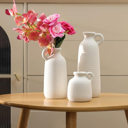 Modern Ceramic Vase Set of 5, Vases Home Decor Rustic Farmhouse Decorative Vase Pottery Vases for Bouquet Pampas Grass Dried Fresh Flowers, Table Living Room Kitchen Bedroom