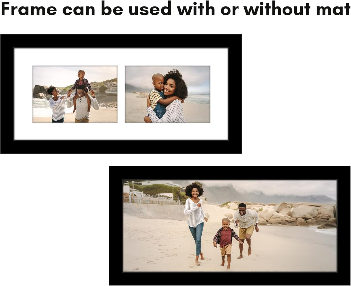Americanflat 4x6 Collage Picture Frame with Shatter-Resistant Glass - Fits Five 4x6 Photos or Use as One 11x14 Picture Frame - Signature Collection - Collage Frames for Wall Display - Black