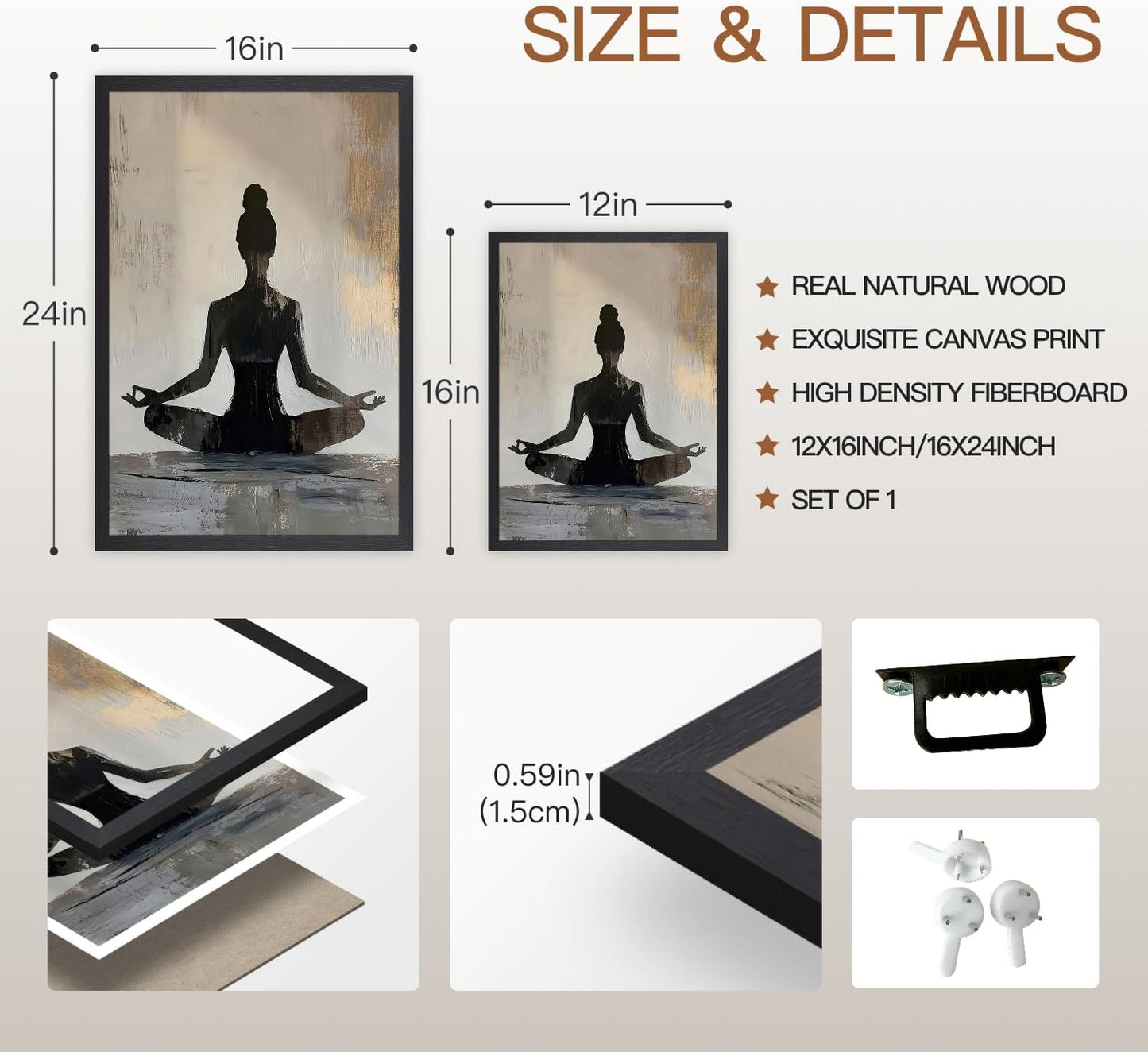 GELDSTEI Calm Zen Botanical Canvas Wall Art, White Lotus Blooming on Stones in Water Aesthetic Pictures, Yoga Spa Meditation Room Decor, Modern Spiritual Poster Prints for Zen Office Framed Set of 3, Each 12x16 Inch