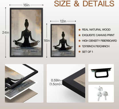 GELDSTEI Calm Zen Botanical Canvas Wall Art, White Lotus Blooming on Stones in Water Aesthetic Pictures, Yoga Spa Meditation Room Decor, Modern Spiritual Poster Prints for Zen Office Framed Set of 3, Each 12x16 Inch