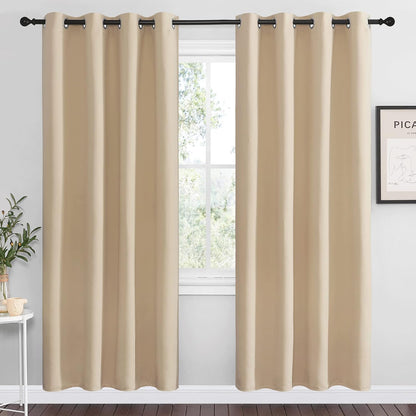 NICETOWN Halloween Pitch Black Solid Thermal Insulated Grommet Blackout Curtains/Drapes for Bedroom Window (2 Panels, 42 inches Wide by 63 inches Long, Black) - Colors D