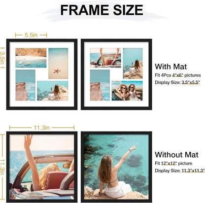Vittanly 11x14 Collage Picture Frame, Displays 5Pcs 4x6 Pictures with Mat or 1Pcs 11x14 without Mat for Wall Mounting, Picture Frames Collage Wall Decor in Black, 1 Pack