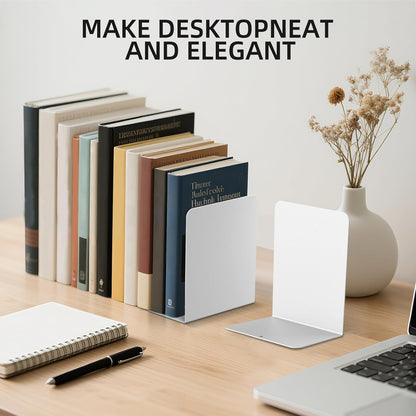 Book Ends, 2 Pieces Metal Bookend for Shelves, Bookends for Heavy Books, Book Holders for Shelves, Desk Organizers, Book Dividers for Office, School, Bookstore, Home