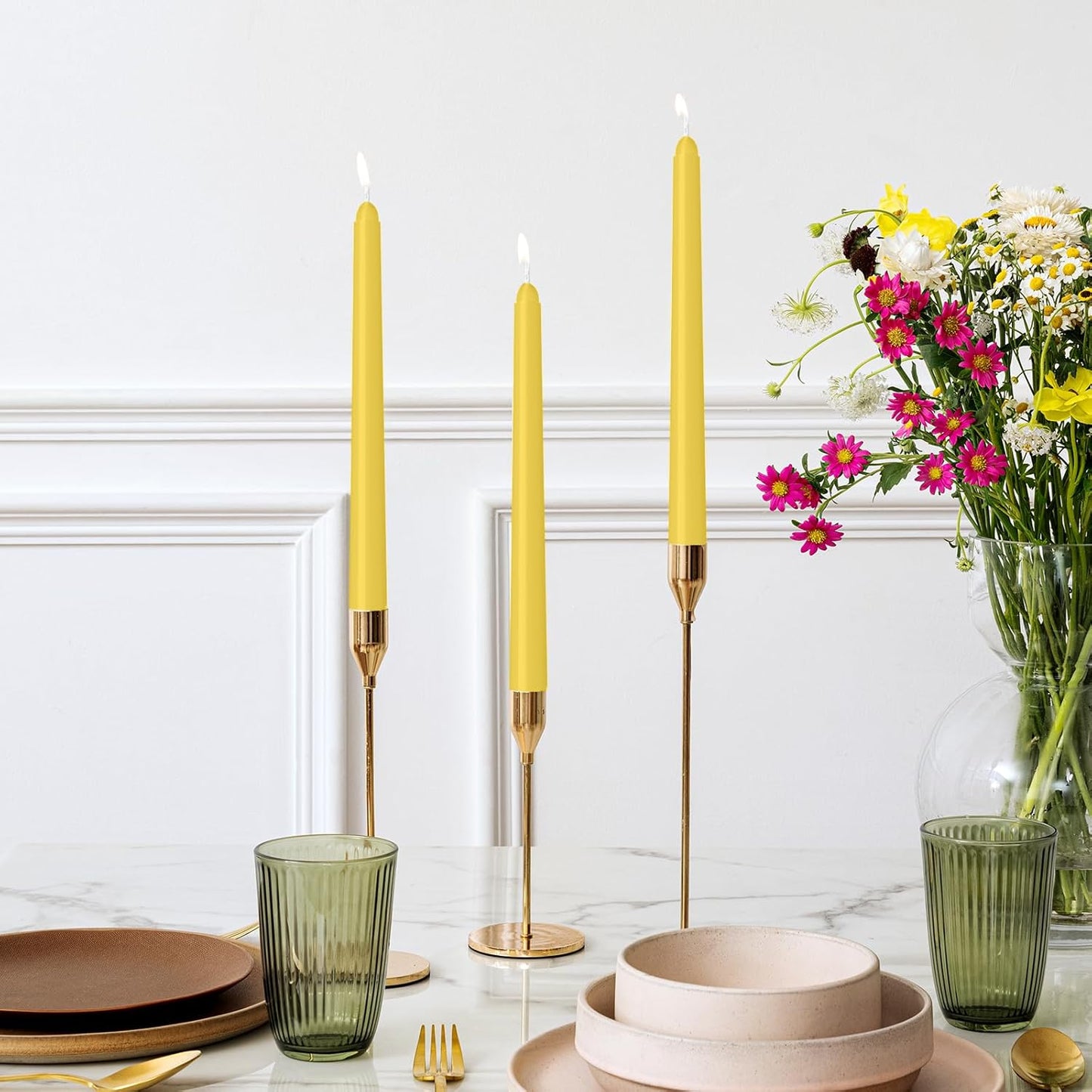 4 Pack Ivory Taper Candles - Taper Candles 10 Inch Dripless, Smokeless & Unscented - 8 Hours Long Burning - Hand Poured Tall Candlesticks - Ideal for Weddings, Dinner Parties, and Home Decor