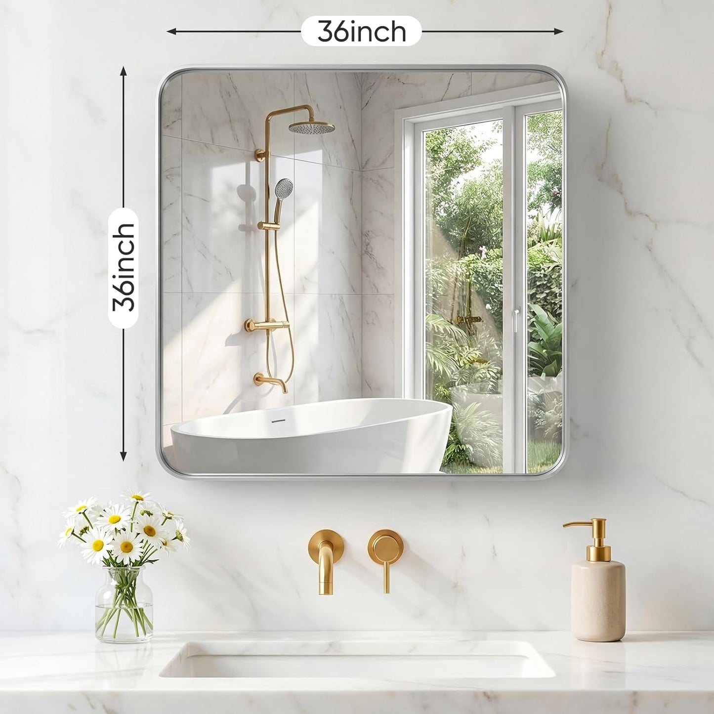NEWBULIG Gold Round Wall Mirror 36 Inch, Bathroom Mirrors for Over Sink, Wall Decor for Bathroom, Entryway, Bedroom, Vanity