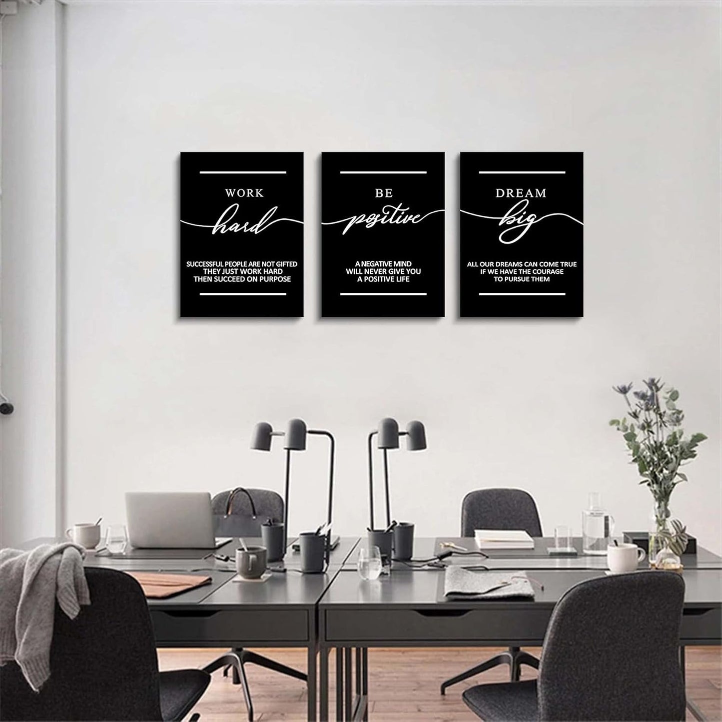 Inspirational Canvas Painting Wall Art -EPHANY ART,Mindset Quotes Prints, Success Framed Entrepreneur Poster Positive Quotes Wall Poster for Home Office Workplace (M-3pcs,12x16inchx3pcs)
