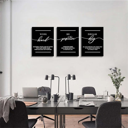 Inspirational Canvas Painting Wall Art -EPHANY ART,Mindset Quotes Prints, Success Framed Entrepreneur Poster Positive Quotes Wall Poster for Home Office Workplace (M-3pcs,12x16inchx3pcs)