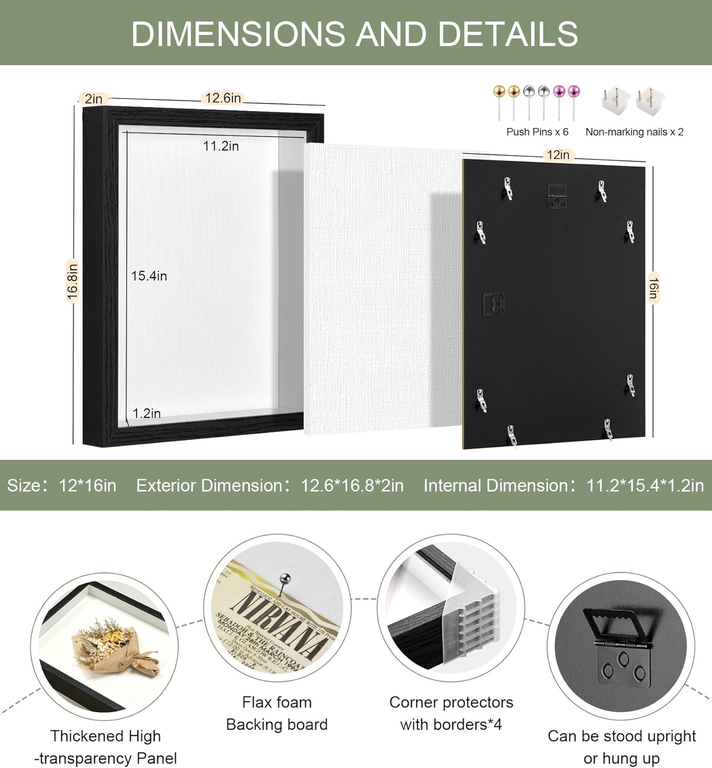 11x14 Shadow Box Display Case Picture Frame with Soft Linen Back, Large Deep Black Shadow Box 11x14 for Flowers Medal Display Case Jersey pet Graduation Memorabilia Baby Ltems Crafts Photos