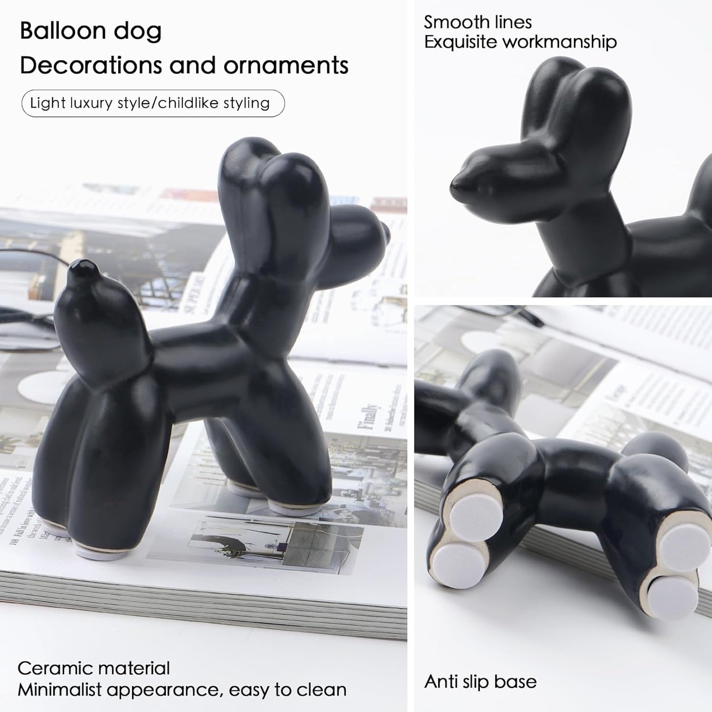 Notakia Cute Ceramics Balloon Dog Statue Crafts Gold Living Room Desktop Decorations,Handmade Modern Small Ceramic Animal Statue Ornament Gold Home Decor Accents