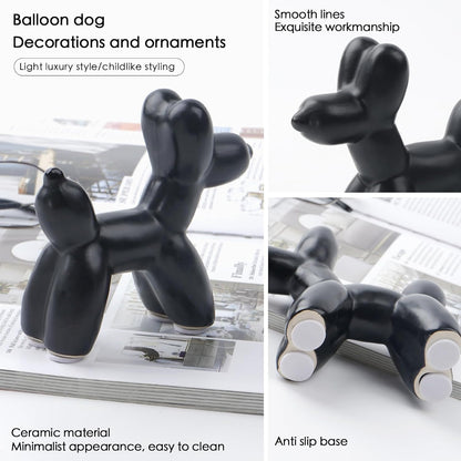 Notakia Cute Ceramics Balloon Dog Statue Crafts Gold Living Room Desktop Decorations,Handmade Modern Small Ceramic Animal Statue Ornament Gold Home Decor Accents
