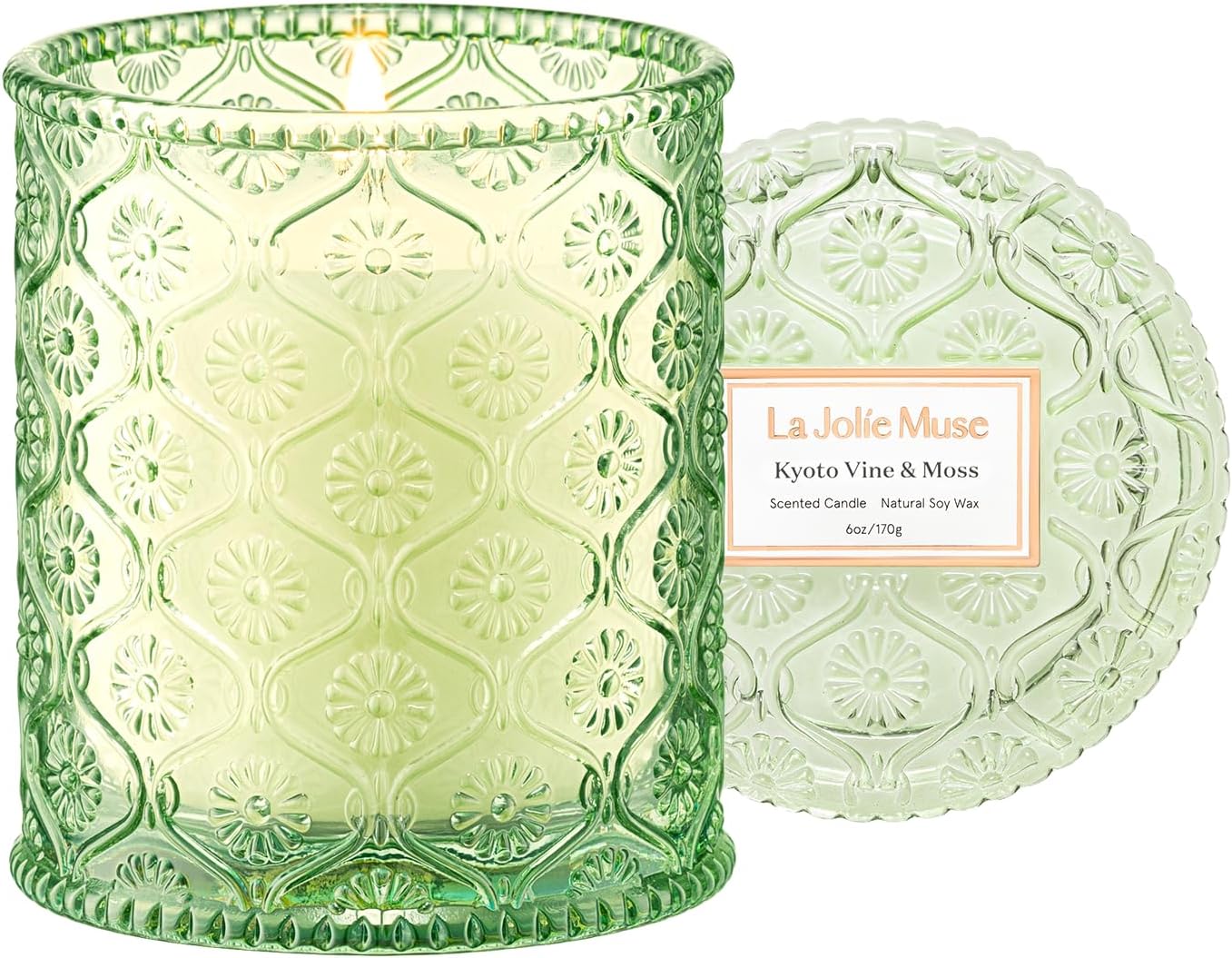 LA JOLIE MUSE Santal Rose Scented Candle – Saffron, Rose & Leather | 6 oz Natural Soy Wax | 40 Hours Clean Burn | Self Care Gifts for Women | Elegant Home Decor