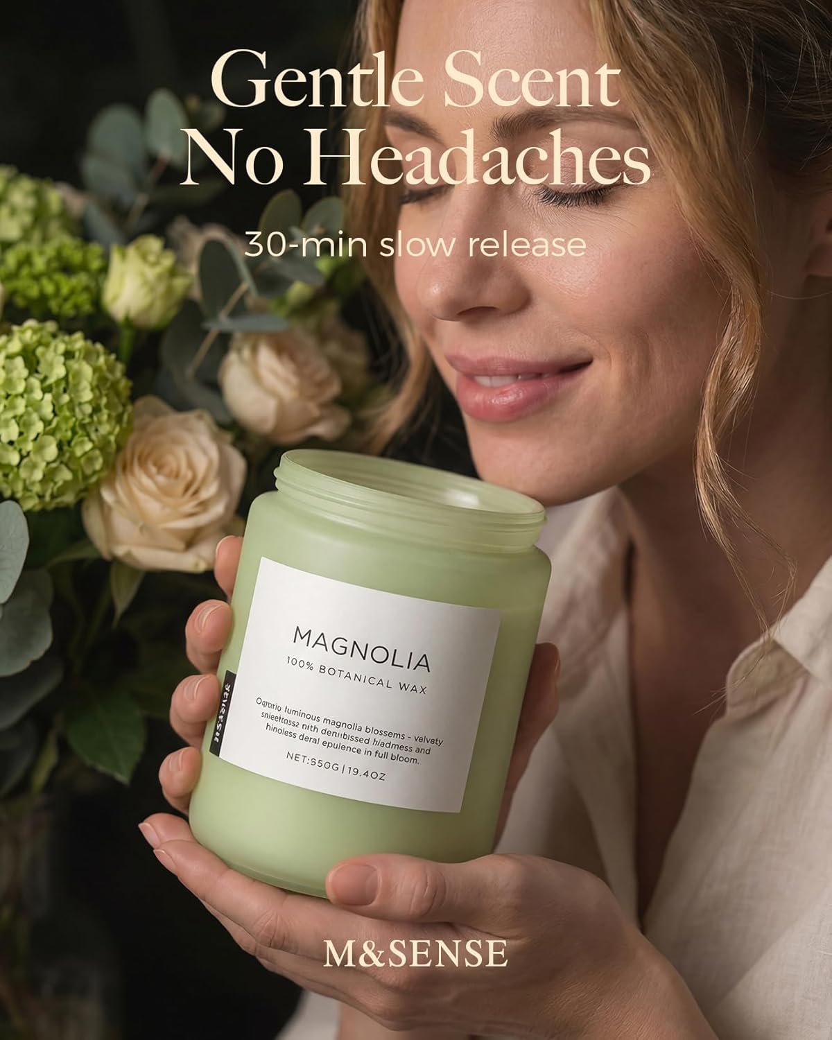 M&SENSE Eucalyptus & Mint Scented Jar Candle, Large 19.4oz Natural Soy Wax, 110-Hour Long Lasting Non-Toxic Clean Burning, Fresh Smelling Home Aromatherapy for Spa Stress Relief, Gifts for Men Women