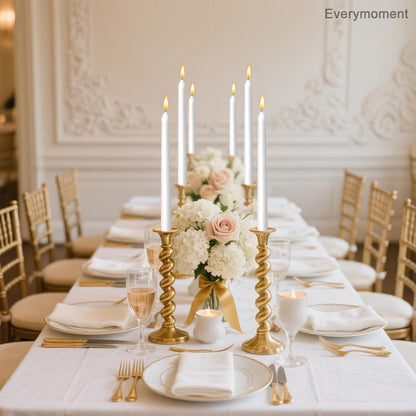 Everymoment Ivory Taper Candles - 4 Pack 10 Inch Candlesticks - Dripless & Smokeless Tapered Candle 8 Hours Unscented Cream Candle Sticks - Perfect for Wedding Holiday Dinner Party Home Decor