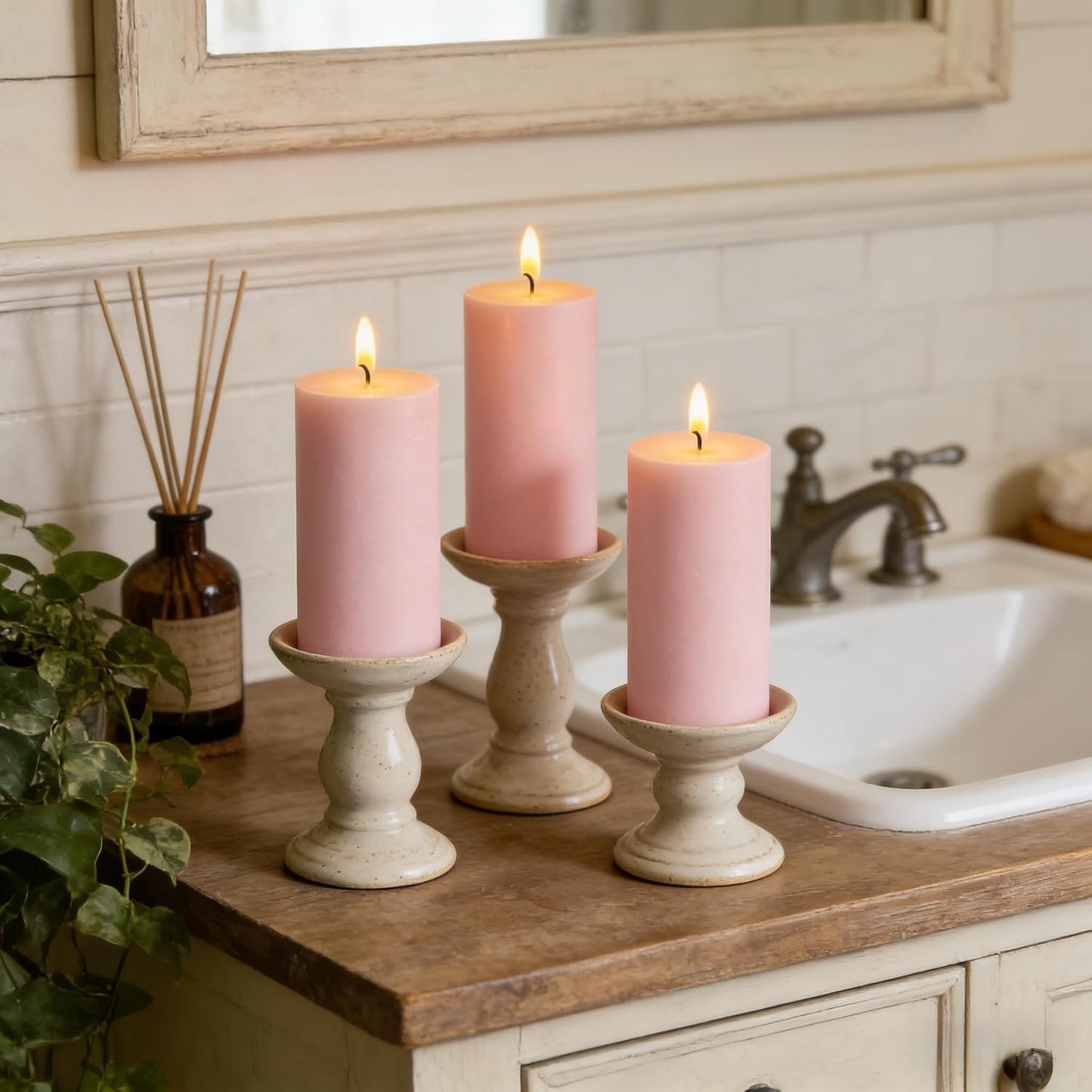 2 Pack 3x6 Inch Sage Green Unscented Pillar Candles - 70 Hour Long Burning Dripless Smokeless Candles for Home Decor Weddings Festivals Spa Meditation