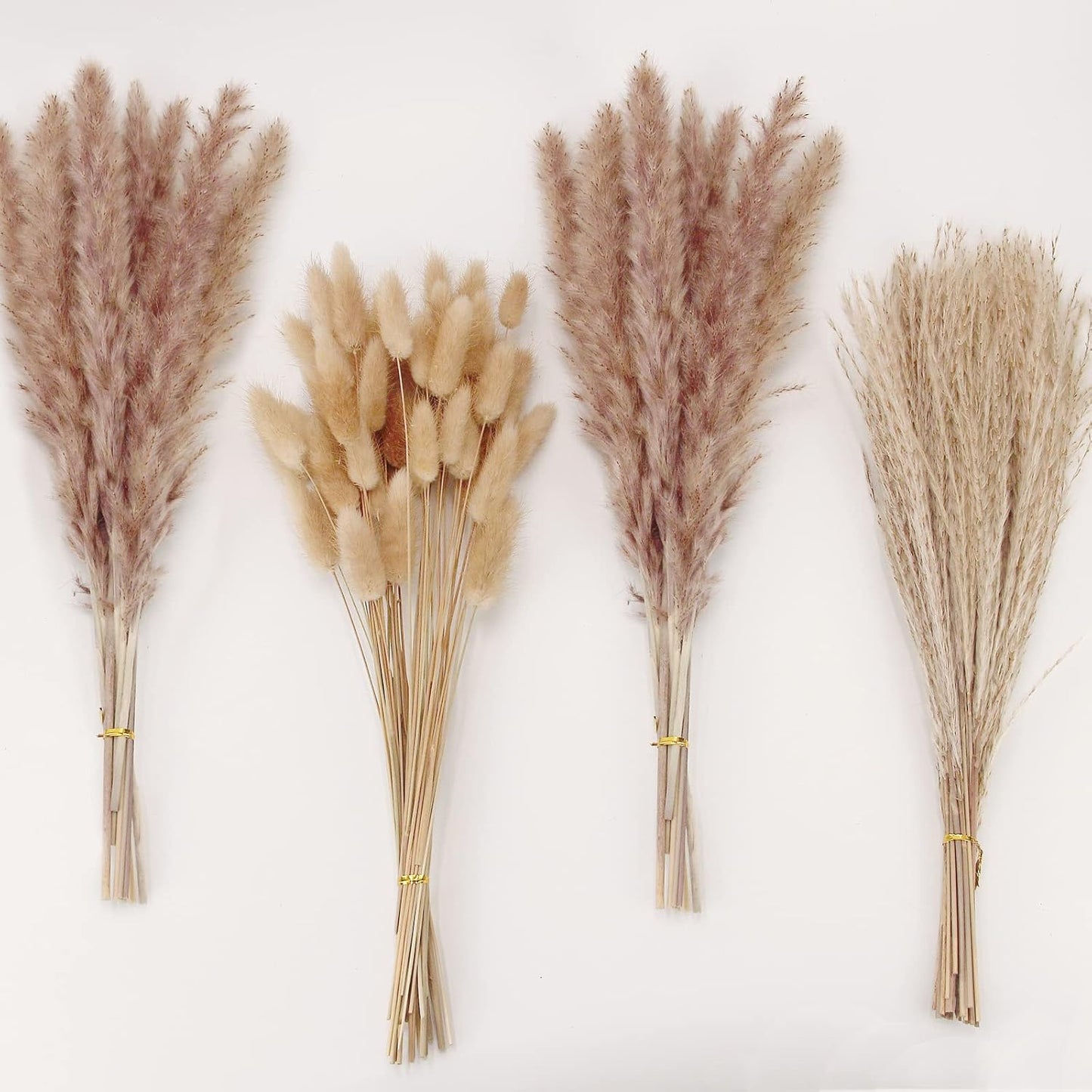 65PCS Pampas Grass Decor, Including pompas Floral, Reed Dried Grass and Bunny Tails Dried Flowers, Natural Dried Pampas Grass Bouquet for Boho Decor Wedding, Home Decoration