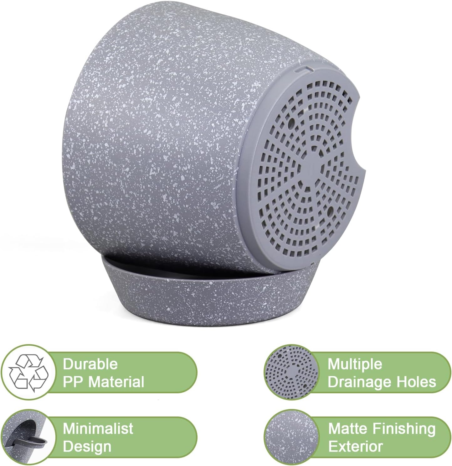 WSMKSZ 10/9/8 inch Self Watering Pots, Planter, Plant Pots with Mesh Drainage Holes for Indoor Outdoor Garden Plants, Plastic Flower Pots with Deep Reservoir for House Plants, Green with Brown