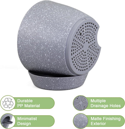 WSMKSZ 10/9/8 inch Self Watering Pots, Planter, Plant Pots with Mesh Drainage Holes for Indoor Outdoor Garden Plants, Plastic Flower Pots with Deep Reservoir for House Plants, Green with Brown