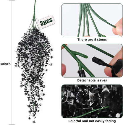 RECUTMS Artificial Hanging Plants Fake Hanging Plant Faux Eucalyptus Leaf Greenery Vine Outdoor UV Resistant Plastic Plants Home Garden Wedding Party Indoor Outdoor Decorations(White)