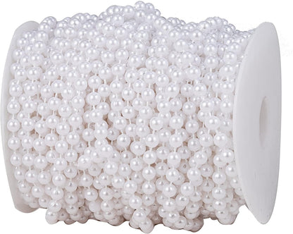 3mm Millet Beads Crafts Faux Pearl Beads Garland Pearl Bead Roll Strand of Pearls to Decorate Floral Centerpieces Wedding Party Favor Christmas Tree(33 Feet Ivory)