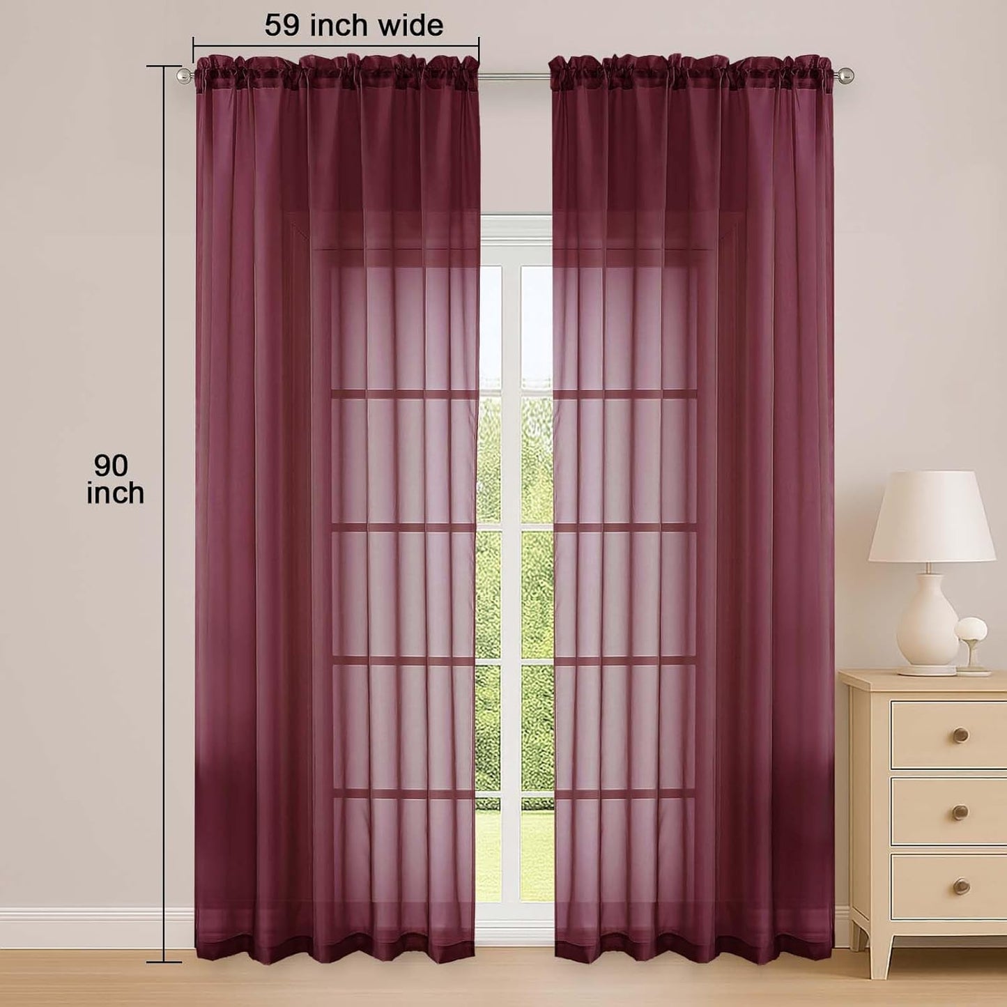 OWENIE Sheer Curtains 84 inches Long 2 Panels Set for Living Room/Bedroom, Rod Pocket Voile Sheer Panel Drapes, White, 2pcs, Each 42" W x 84" L - Colors A