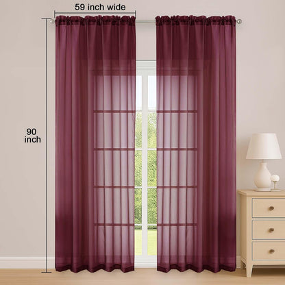 OWENIE Sheer Curtains 84 inches Long 2 Panels Set for Living Room/Bedroom, Rod Pocket Voile Sheer Panel Drapes, White, 2pcs, Each 42" W x 84" L - Colors A