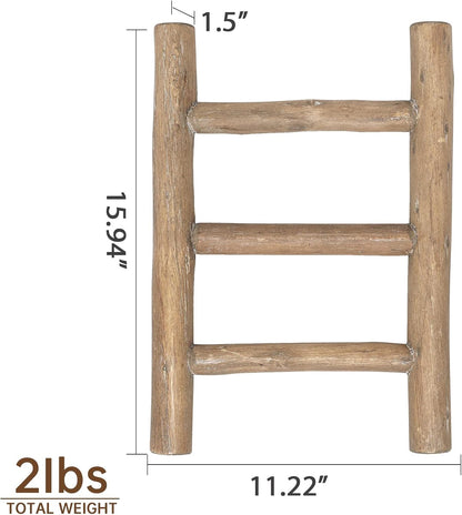 FUIN 57in Wood Blanket Ladder Living Room Decorative Wall Leaning Farmhouse Quilt Display Holder Rustic Wooden Towel Rack for Bathroom, Brown