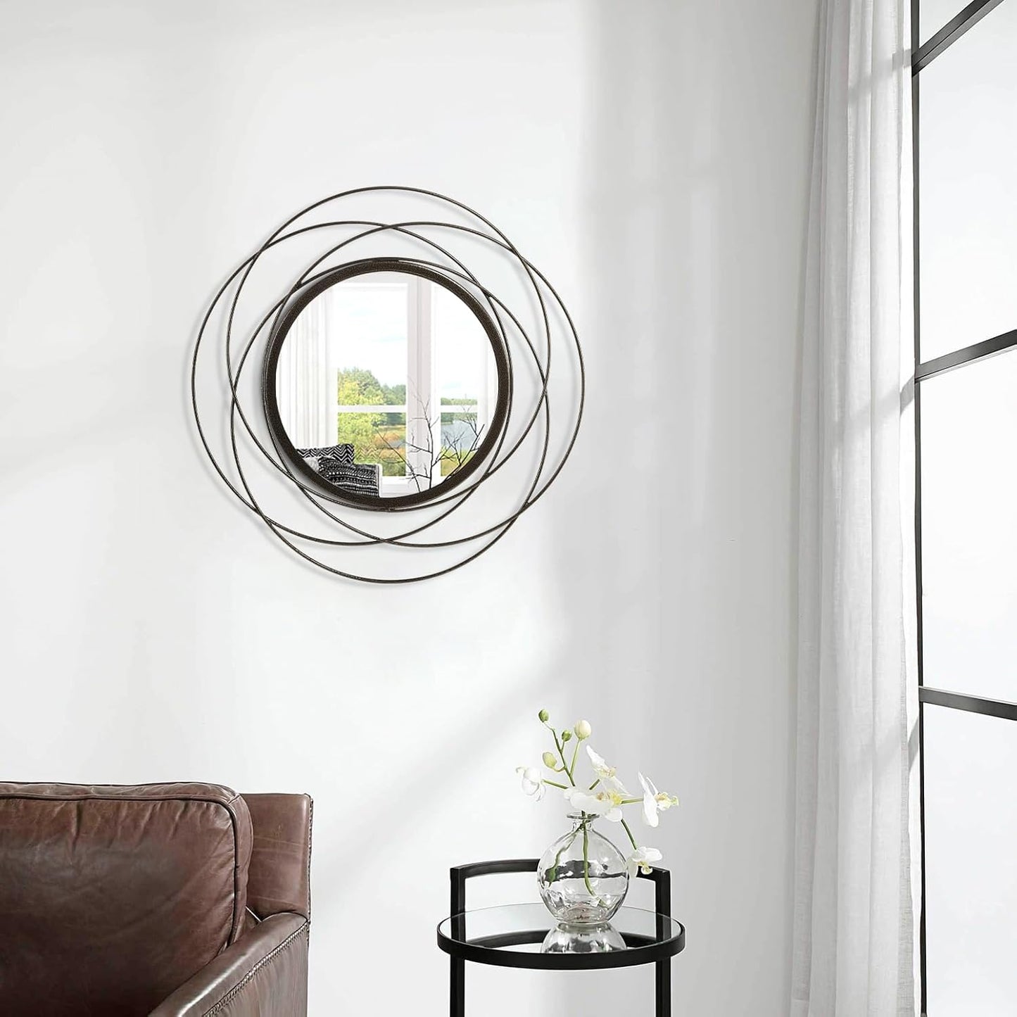 Gold Sunburst Mirrors for Wall Decorative Metal Round Art Mirrors Large Wall Decor Hanging Mirror for Bathroom Bedroom Living Room Vanity Entryway 16"