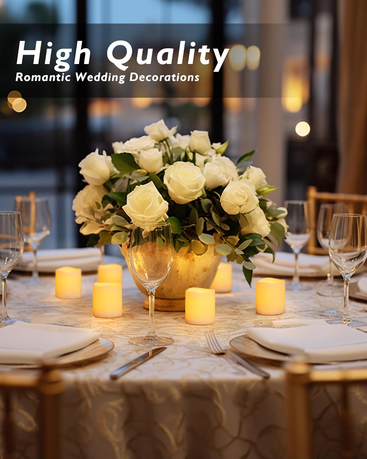 Homemory 24Pack Flickering Flameless Votive Candles,200+Hour Electric Fake Candles,Battery Operated LED Tealight for Wedding,Outdoor,Table,Halloween,Christmas Decor(Warm White,Battery Included)
