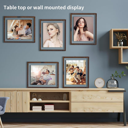 Trwcrt 4x6 Floating Picture Frames Set of 4, Double Glass Photo Frame Display up to 6 x 8 Photos for Desktop or Wall Hanging, Black