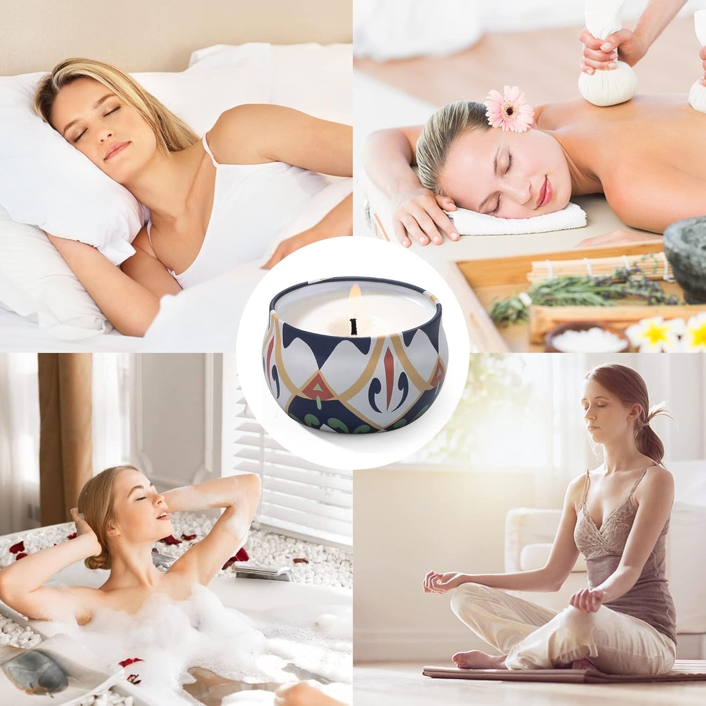 Candles Gift Set for Women, 4 Pack Scented Candles with 8% Essential Oils, 120H Long Lasting Aromatherapy Candles for Home Relaxation