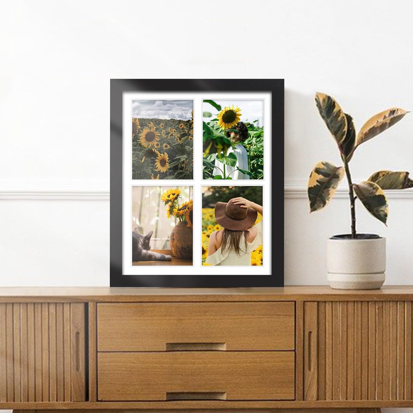 DUENPY 14x26 Collage Picture Frame 4x6 Collage Picture Frame Displays Twelve 4x6 inch Photos Available Horizontal Wall Mounting Display and Vertical Black - Colors A