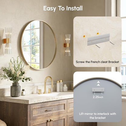 USHOWER Bathroom Mirrors for Over Sink, 36 Inch Circle Mirror with Metal Frame, Black Wall Mirror for Vanity, Entryway, Living Room, Hallway and Bedroom Decor