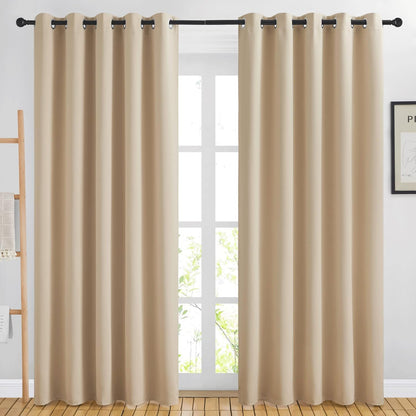 NICETOWN Halloween Pitch Black Solid Thermal Insulated Grommet Blackout Curtains/Drapes for Bedroom Window (2 Panels, 42 inches Wide by 63 inches Long, Black) - Colors D