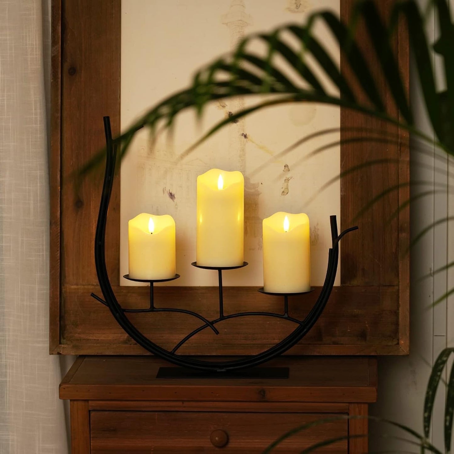 Homemory 6"x3" Outdoor Waterproof Flameless Candles, LED Candles, Battery Operated Candles with Remote and Timers, Electric Fake Plastic Pillar Candles, Ivory White, Set of 2