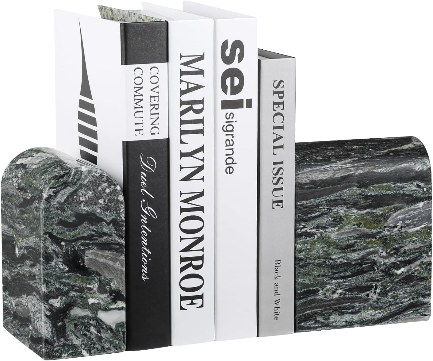 Koville African Natural Marble Bookends for Shelves, Non-Slip Book Ends, 13LBS Ultra Heavy Duty Marble Book Holder Organizer, Apartment Decor for Movies/CD/Video Games(Namib Fantasy)