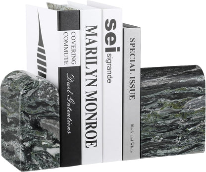 Koville African Natural Marble Bookends for Shelves, Non-Slip Book Ends, 13LBS Ultra Heavy Duty Marble Book Holder Organizer, Apartment Decor for Movies/CD/Video Games(Namib Fantasy)