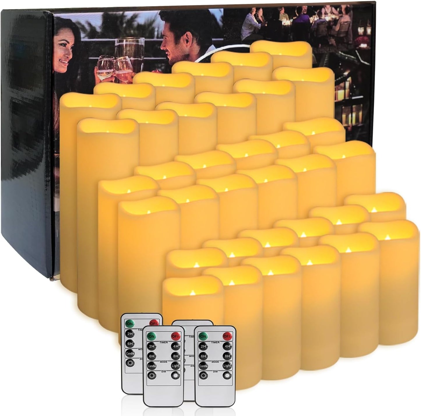 48- Pack of 3 Sizes of LED Flameless Candles.This Candle is Suitable for café, Fancy Restaurant, Bookstore and Other Scenes to Create a Relaxing and Romantic Atmosphere.
