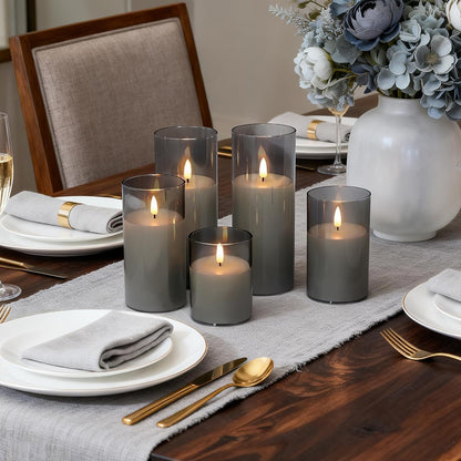 Rechargeable Flameless Glass Pillar Candles–Gifts for Women,–Set of 3, Realistic Flickering LED Light,Remote & Timer, Ideal for Living Room, Bedroom & Festival Wedding Home Party Decor