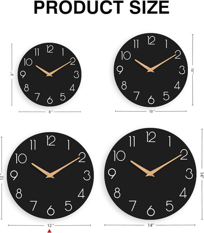 cicininc Wall Clock, Gray Silent Non-Ticking, Decorative Battery Operated Wall Clocks for Bedroom, Kitchen, Home, Office, School, Hotel (8 Inch)