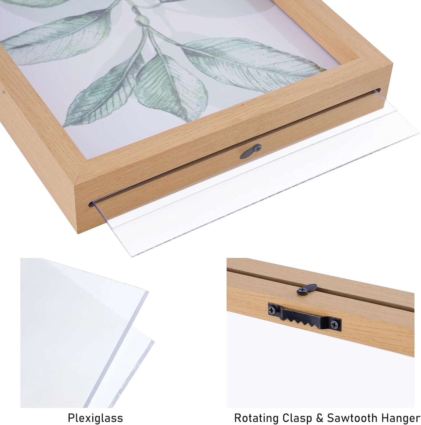 CORE ART 8x10 Floating Picture Frame,Double Plexglass Floating Frame for 5x7,4x6 Pictures,Wall or Tabletop Display,Black
