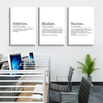 Inspirational Canvas Painting Wall Art -EPHANY ART,Mindset Quotes Prints, Success Framed Entrepreneur Poster Positive Quotes Wall Poster for Home Office Workplace (M-3pcs,12x16inchx3pcs)