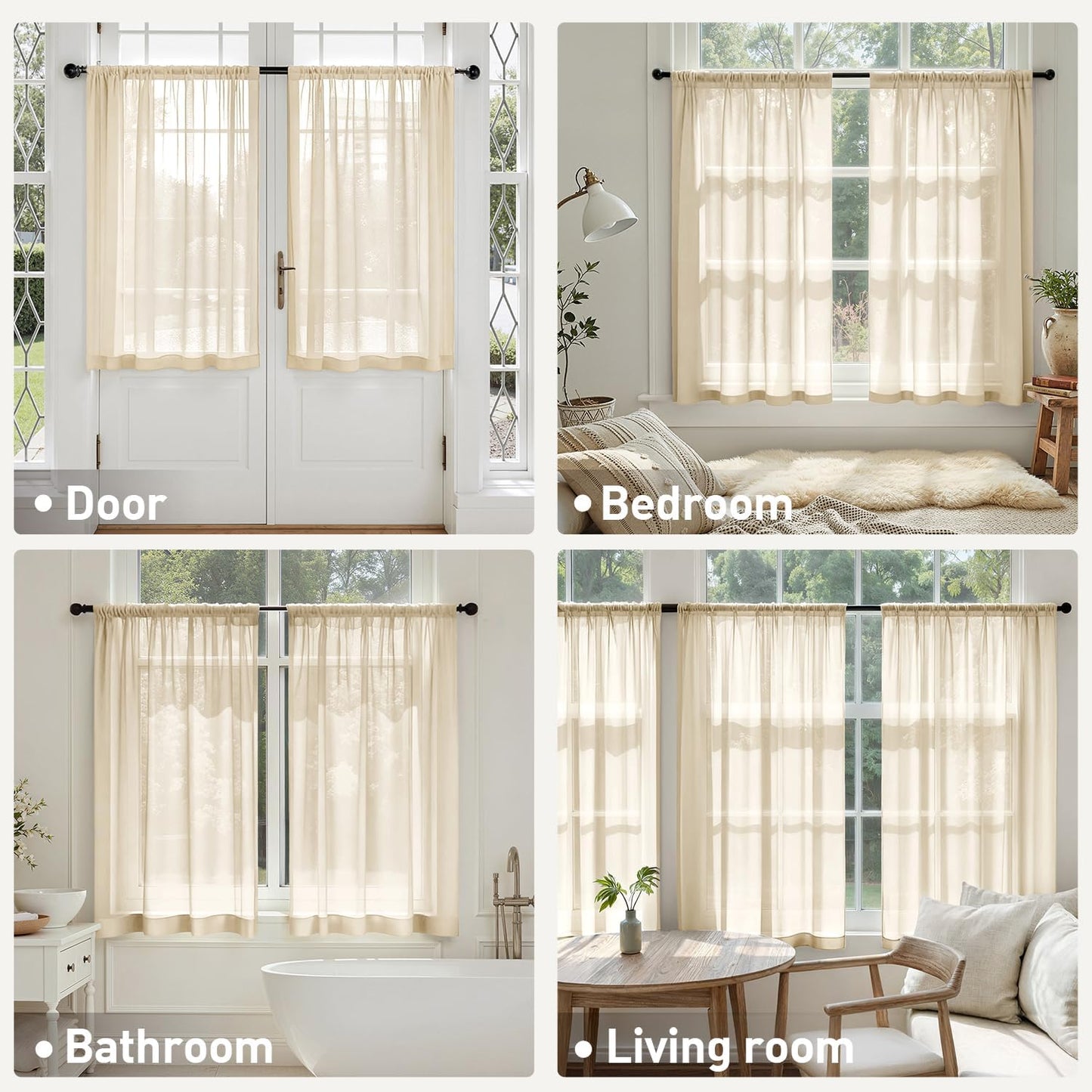 MIULEE White Sheer Curtains 84 Inches Long, 4 Panels Set, Light Filtering Rod Pocket Voile Drapes for Living Room and Bedroom, Airy Soft Fabric Window Treatments, 42 x 84 Inches