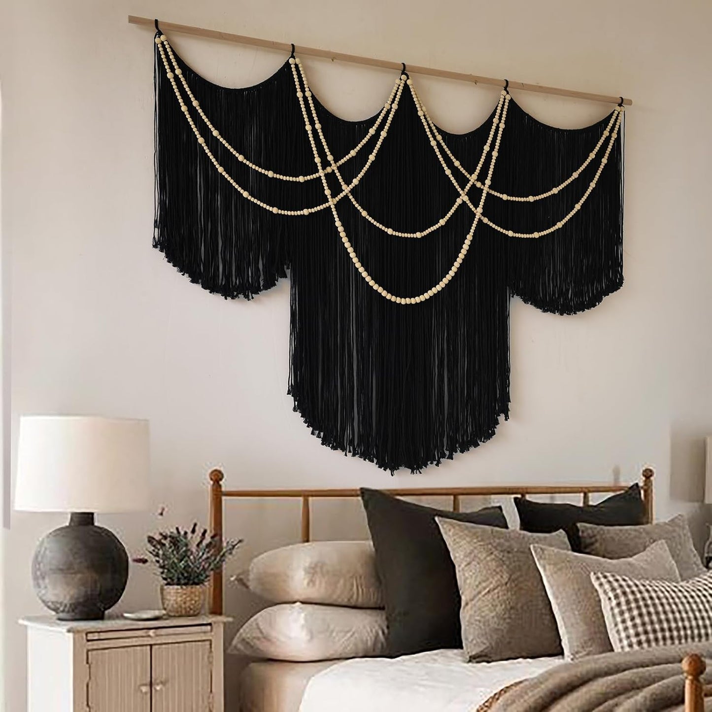 Flber Macrame Wall Hanging Macrame Wall Decor Large-Scale Tie-Dye Tapestry Living Home Room Wall Decor 57" Wx 35" L