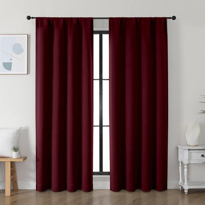 Simplebrand Ava Sage Green Blackout Curtains for Bedroom 63 Inch Length 2 Panels Set, Solid Thermal Insulated Energy Saving Rod Pocket Window Treatment Curtains Blackout Drapes, W40 x L63 Inch, Sage - Colors A