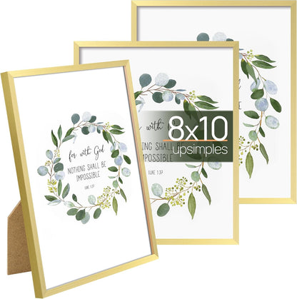 upsimples 5x7 Picture Frame Set of 3, Made of High Definition Glass for 5 x 7 Black Frames, Wall and Tabletop Display Thin Border Photo Frame for Home Décor