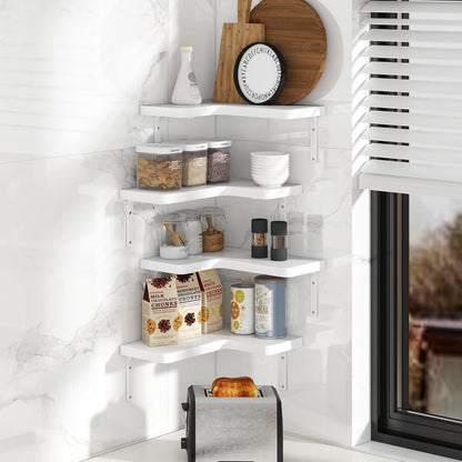 Venusmiles Corner Floating Shelves Set of 4, Wall Mounted L-Shaped Storage - Maximize Unused Corner Space in Bathroom, Kitchen, Bedroom, Office, Dark Carbonized