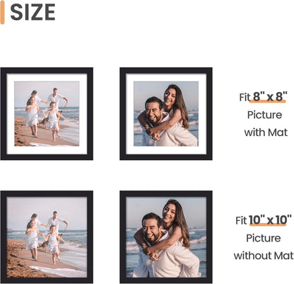 upsimples 8x10 Picture Frame, Display Pictures 5x7 with Mat or 8x10 Without Mat, Wall Hanging Photo Frame, Black, 1 Pack - Colors A