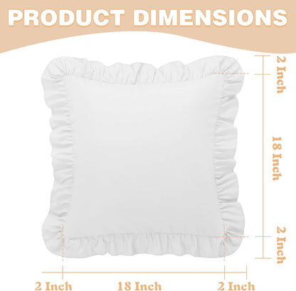 KKJIAF Ruffle Pillow Cases 26x26 Inches, White Square Ruffled Pillow Covers Set of 2, Microfiber Wrinkle Resistant Pillow Shams with Envelope Closure for Sofa Bed Living Room