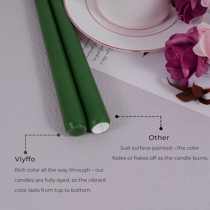 Viyffo Taper Candles, 10 Inch, 4 Pack, Olive Glow – Unscented, Dripless & Smokeless Design, Up to 8 Hour Burn – Long Tall Taper Candlesticks for Wedding, Dinner & Home Decor